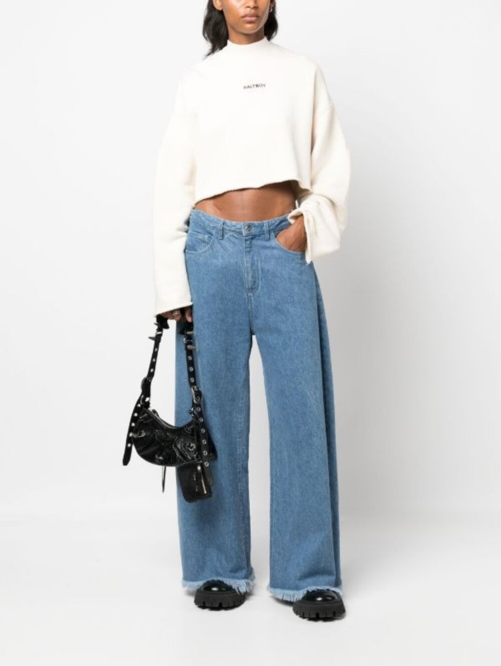 Halfboy logo-embroidered cropped sweatshirt size L BNWT